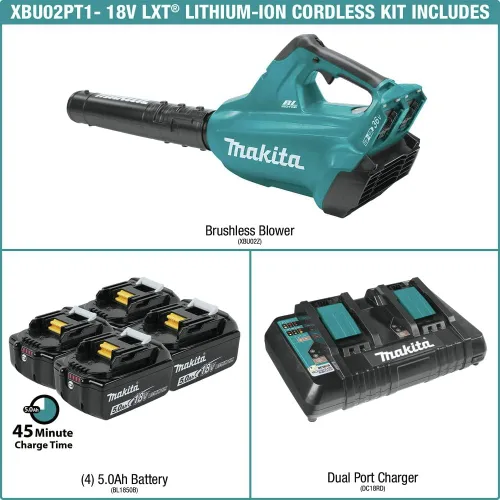 Vista 2 de Makita XBU02PT1 36V (18V X2) Kit de soplador sin escobillas LXT® con 4 baterías (5.0Ah)