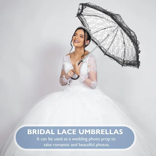 Vista 3 de GANAZONO Paraguas de encaje Paraguas Vintage Bordado Parasol Romántico Señora Blanco