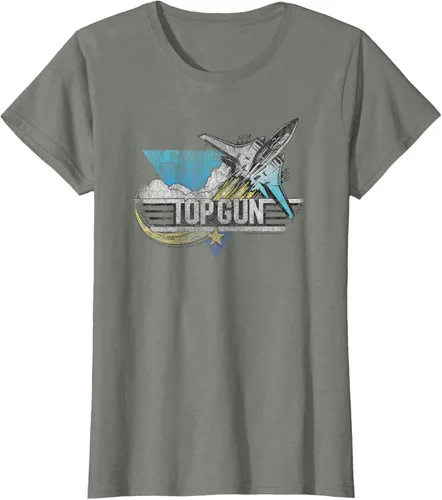 Vista 12 de Top Gun Illustrated F-14 Triangle Art Camiseta, Azul / Patchwork, S Azul Marino