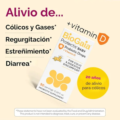 Vista 2 de BioGaia ProTectis Gotas probióticas para bebés Alivio de cólicos y gases + Vitamina D Seguro para recién nacidos Alivia el llanto