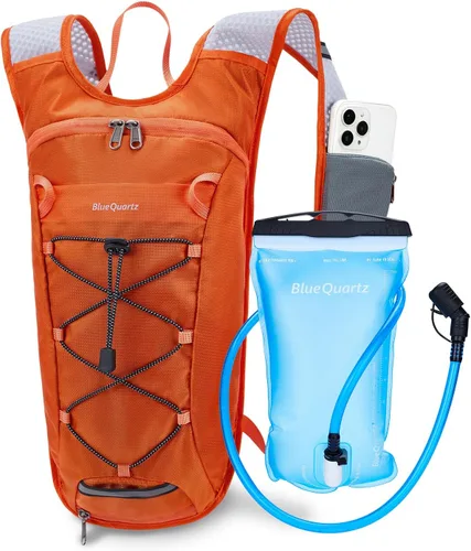 Vista 8 de Blue Quartz Mochila de hidratación con bolsa de agua de 2 L, mochila de agua de senderismo para mujeres y hombres, mochila ligera de ciclismo