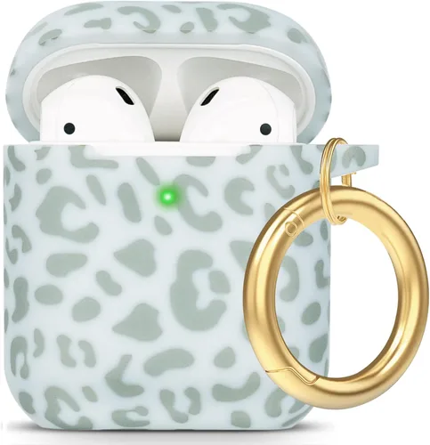 Vista 35 de Compatible con funda AirPods Pro 2019, Gawnock Funda de silicona suave y flexible para funda AirPods Pro para mujeres y niñas con llavero (Caqui)