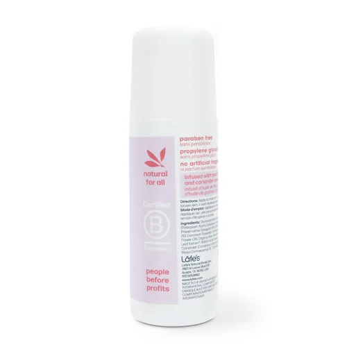 Vista 3 de Lafe's Desodorante natural Desodorante natural roll-on sin aluminio de 3 onzas Rosa y cilantro (paquete de 1)