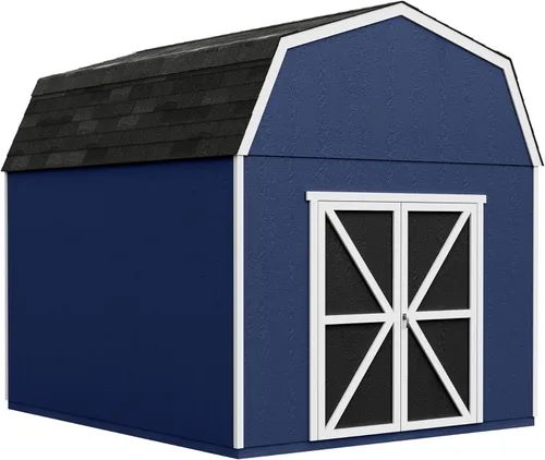 Vista 13 de Handy Home Products Braymore - Cobertizo de almacenamiento de madera de 10x10 con piso para armar tu mismo