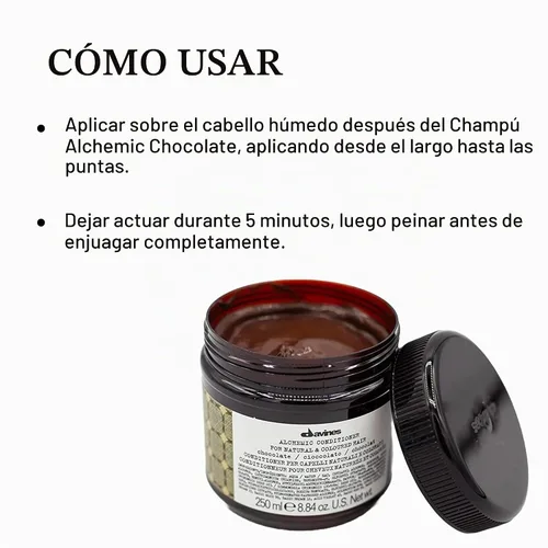 Vista 4 de Davines Alchemic Conditioner, Color Depositing Cream - Intensifies & Hydrates Tones with Jojoba Oil