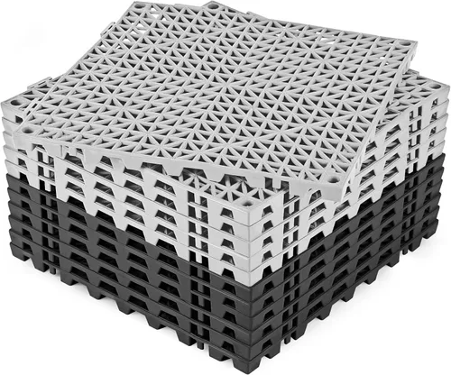 Vista 31 de ToLanbbt Cojín modular entrelazado 8P de 11.8 x 11.8 pulgadas, agujeros de drenaje de goma entrelazados antideslizantes para cubierta, ducha