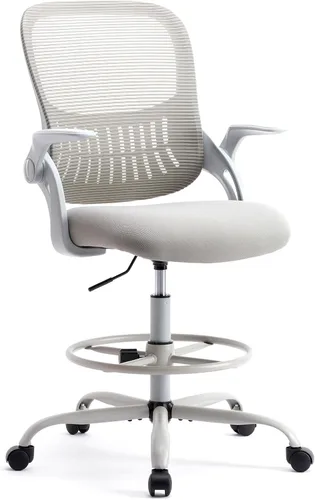 Vista 9 de Sweetcrispy Silla Alta de Escritorio de Dibujo - Taburete Alto Ergonómico para Computadora con Altura Ajustable y Cómodo Soporte Lumbar, Mostrador