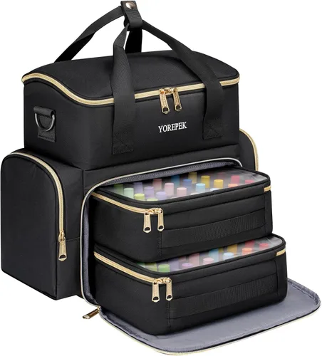 Vista 14 de YOREPEK XL - Estuche organizador de esmalte de uñas para 96 a 100 botellas Rosa-96bottles