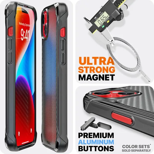 Vista 2 de REBEL Funda para iPhone 14 Plus [Serie de fibra de aramida Gen-4] Fuerte compatible con MagSafe, esquinas protectoras a prueba de golpes, botones