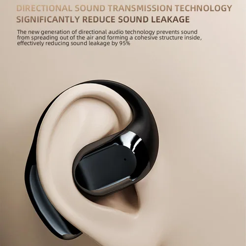 Vista 5 de Auriculares con clip de oreja abierta, auriculares inalámbricos de conducción de aire, Bluetooth 5.3, micrófono integrado, reducción de ruido