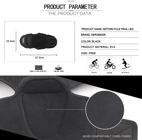 Vista 4 de HEROBIKER Rodilleras protectoras para motocicleta, rodilleras protectoras para bicicleta de motocross
