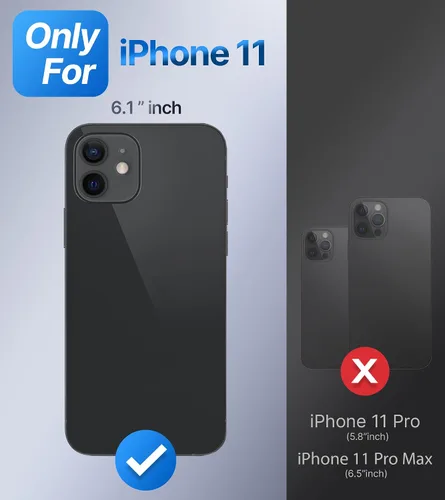 Vista 2 de Shields Up - Funda para iPhone 11 con soporte, soporte de 2 vías, color negro transparente Double Ring Holder, Adjustable & Foldable, Shockproof