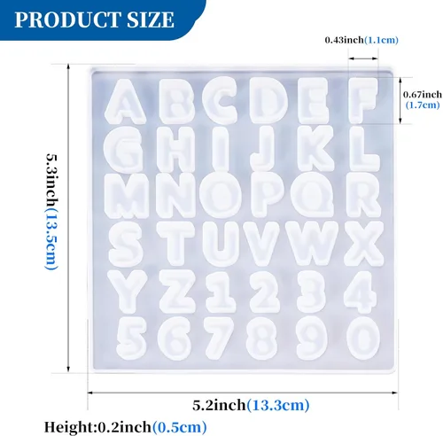 Vista 2 de Angel Wings Molde de silicona de resina con letras del alfabeto, 26 letras mayúsculas número 0-9, molde epoxi para hacer joyas, llavero molde