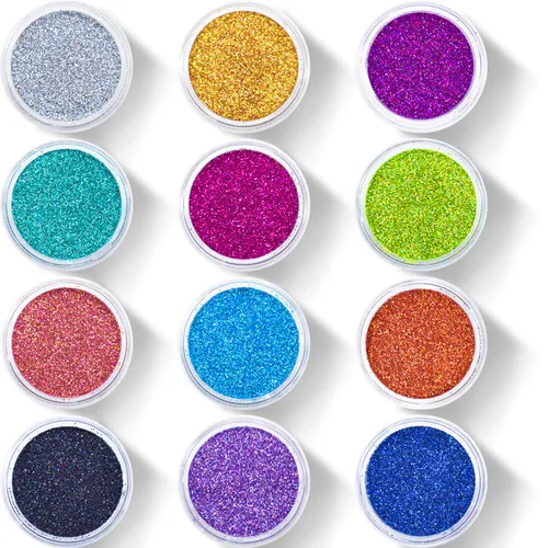 Vista 4 de Glitter Wenida - 12 colores holográficos cosméticos láser festival polvo lentejuelas manualidades purpurina para artes, cara, cabello, cuerpo y uñas