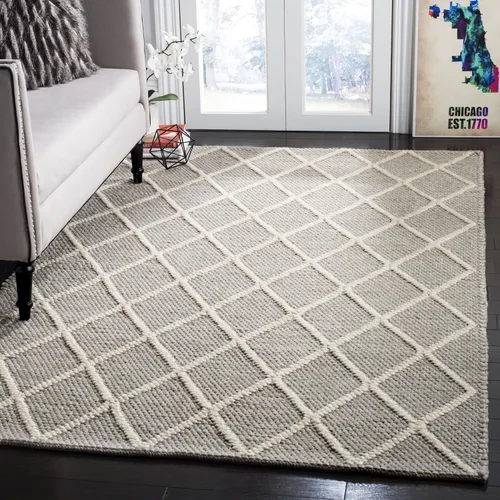 Vista 15 de SAFAVIEH Colección Natura - Alfombra decorativa de 2 x 3 pies, gris, hecha a mano de lana y viscosa, ideal para áreas de alto tráfico en entrada