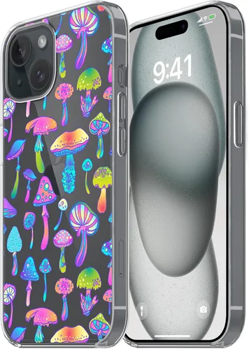 Vista 9 de Funda diseñada para iPhone 15, diseño de ondas en cielo estrellado, funda transparente de teléfono para mujer con ondas japonesas para iPhone 15, a