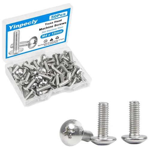 Vista 16 de 50 tornillos de máquina de cabeza de braguero M4 x 0.197 in, Phillips Drive