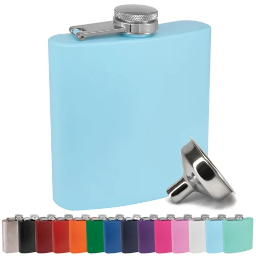 Vista 7 de Petaca de Acero Inoxidable de 6 oz con Embudo de Petaca para Hombres y Mujeres - Juegos de Regalo de Petaca con Recubrimiento en Polvo, Padrinos