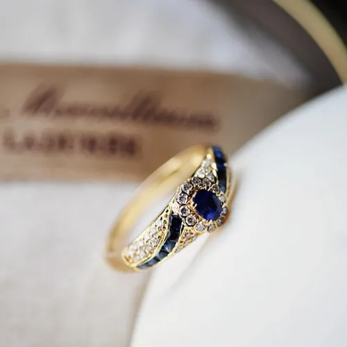 Vista 2 de Alianzas de compromiso de boda para mujer, anillo de aleación para hombre, regalo de cumpleaños de Navidad