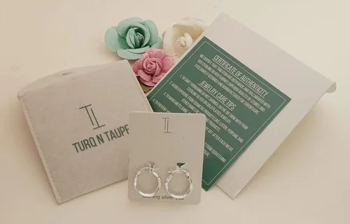 Vista 5 de TURQ N TAUPE 925 Sterling Silver Italian Design Hollow Oval Tube Hoop Earrings for Women & Girls - LightWeight Perfect for Everyday Wear & Gifting