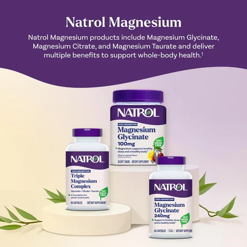Vista 7 de Natrol Suplemento triple complejo de magnesio, glicinato, citrato y taurato de 200 mg de alta absorción, apoya el bienestar de todo el cuerpo, 60