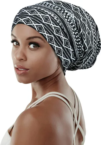 Vista 12 de Gorro de dormir ajustable con forro de satén para rastas de cabello rizado, cabeza grande, permanece puesta durante la noche