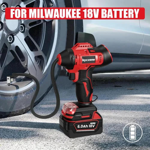 Vista 3 de Inflador de neumáticos compatible con batería MILWAUKEE de 18 V máximo, compresor de aire inalámbrico de 160 PSI con medidor de presión digital LCD