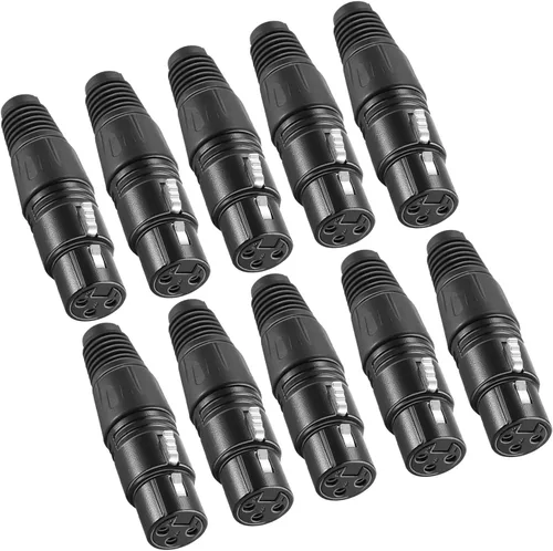 Vista 3 de Neewer Micro Snake 3 Pin XLR Cargador Conector 20pcs Audio Jack Micrófono Conector con Cable Cargador 10 Macho y 10 Conectores Hembra Aleación