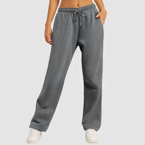 Vista 3 de Womens Wide Leg Sweatpants Cozy Fleece Boyfriend Casual Jogger Pants Baggy Elastic High Waisted Yoga Pants with Pockets