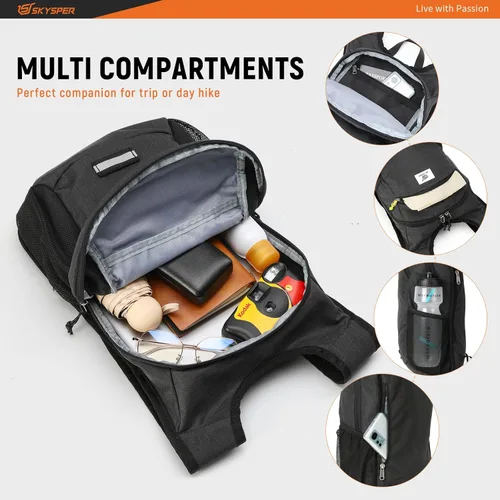 Vista 3 de SKYSPER Mochila de senderismo de 10 L, ligera, plegable, mochila de viaje pequeña para mujeres y hombres, mochila plegable para exteriores