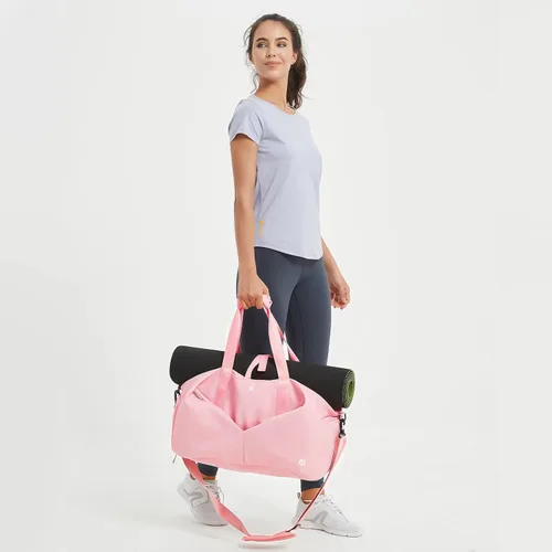 Vista 2 de Ceneda Bolsa de lona de gimnasio de 20 pulgadas con bolsillo húmedo para zapatos, portátil, bolsa de fin de semana, bolsa de viaje, bolsa de yoga
