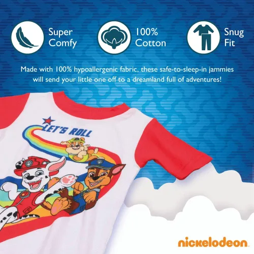 Vista 3 de Nickelodeon Paw Patrol Baby Shark Blues Clues 4-Piece Cotton Pajama Set