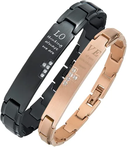 Vista 3 de Wolentty Pulseras de distancia para parejas, pulseras a juego, regalo para el día de San Valentín