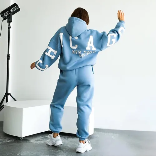 Vista 2 de Hugncmy Women's Alphabet Hooded Printed Sweatshirt Long Pants Set Womens Wedding Guest Jumpsuit