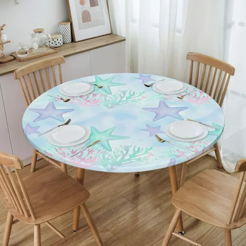Vista 53 de Decorative Round Tablecloth Fitted Elastic 26" - 30" Butterfly Waterproof Table Cloth Cover Stretch Table Pad Cover for Parties Weddings Banquet