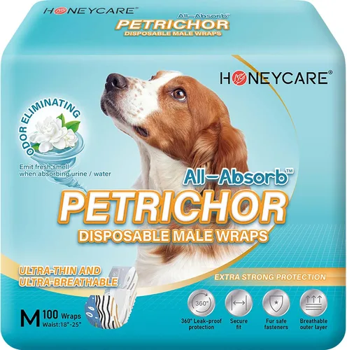 Vista 7 de HONEY CARE All Absorb Petrichor - Pañales desechables para perros machos, con olor fresco, extra pequeño, blanco, 100