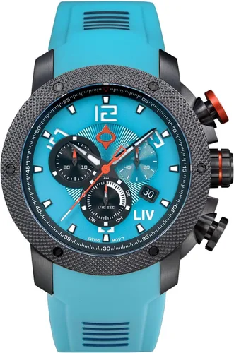 Vista 15 de LIV GX1 - Reloj clásico resistente con cronógrafo suizo de 1.77 pulgadas, 316L SS, 3D multicapa con fecha rápida, resistente a los arañazos Caja IP