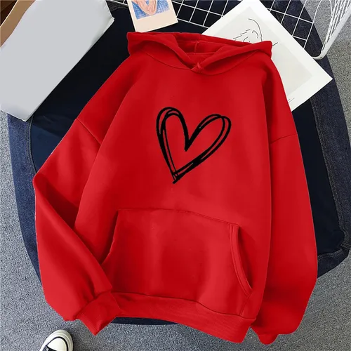 Vista 2 de WKSCLPAI Lindas sudaderas con capucha para adolescentes y niñas, estéticas, modernas, holgadas, sudaderas para mujer, estilo casual, con corazón