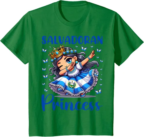 Vista 4 de Camiseta de princesa salvadoreña dabbing para niñas y niños
