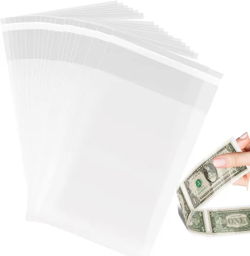 Vista 26 de 50 piezas de bolsas de celofán transparentes de 10" x 13" con cierre autoadhesivo, bolsas de polietileno resellables de 2,8 mils, bolsas OPP