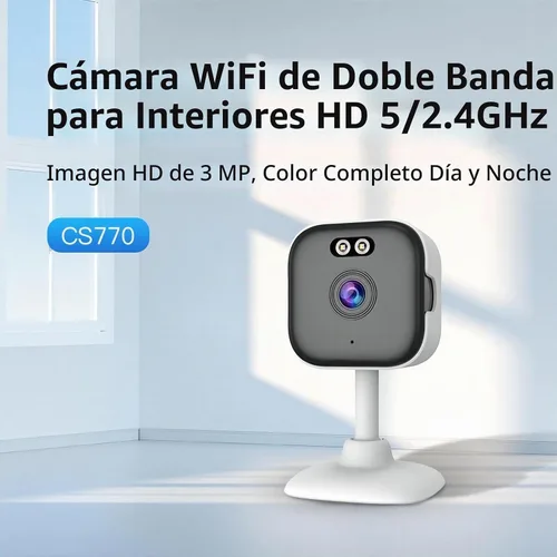 Vista 2 de EVERSECU 5Ghz Wired WiFi Camera 2K, Indoor Home Security Cameras for Baby/Elder/Dog/Pet Camera with Phone app,24/7 SD Card Storage, Compatible with