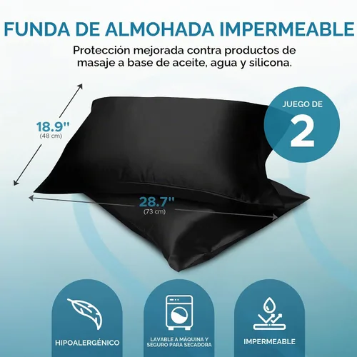 Vista 2 de Juego de 2 protectores de almohada impermeables, 19 x 29 pulgadas