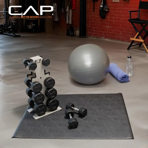 Vista 6 de Cap Exercise Equipment Mat for Treadmill, Fitness Equipment Mat, Home Gym Floor Protection, Black, Pebble Design Multiple Sizes