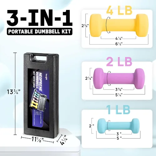 Vista 2 de Yes4All Neoprene Coated Dumbbell Hand Weight Sets - Multiple Weight Options with Rack, Anti-roll, Anti-Slip, Hexagon
