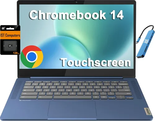 Vista 10 de Lenovo Chromebook 14 Laptop (pantalla táctil FHD de 14 pulgadas, procesador de 8 núcleos a 2.0 GHz, 4 GB de RAM, 128 GB