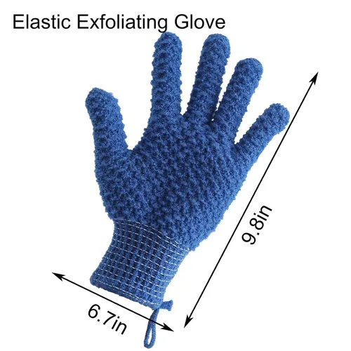 Vista 2 de 2 pares de guantes exfoliantes de baño para hombres y mujeres, 4 guantes exfoliantes pesados y grandes para ducha, spa, masaje, guantes exfoliantes