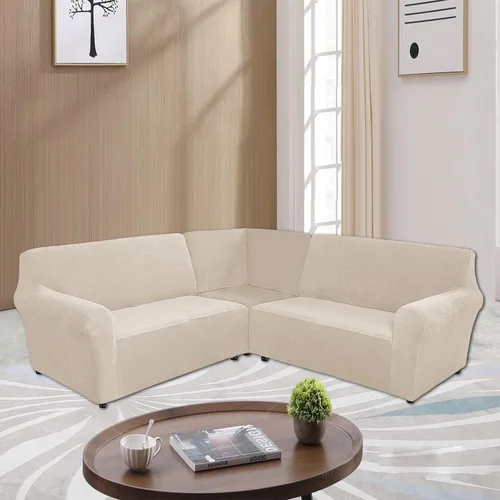 Vista 2 de MIFXIN Fundas para sofá modular de esquina de 5 plazas en forma de L, 3 piezas, terciopelo elástico, suave, lavable, protector de sofá para sofás
