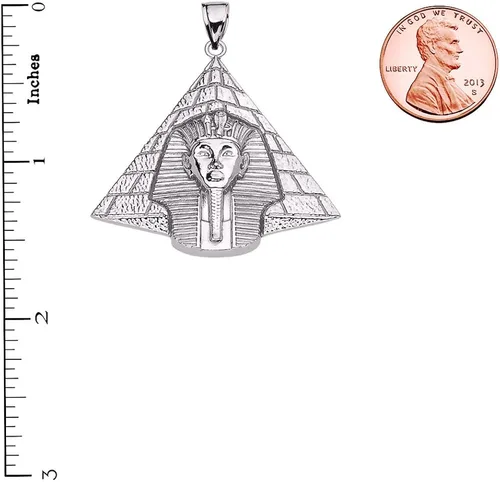 Vista 2 de Colgante de pirámide de oro blanco de 14 k con diseño de cruz de Ankh egipcia