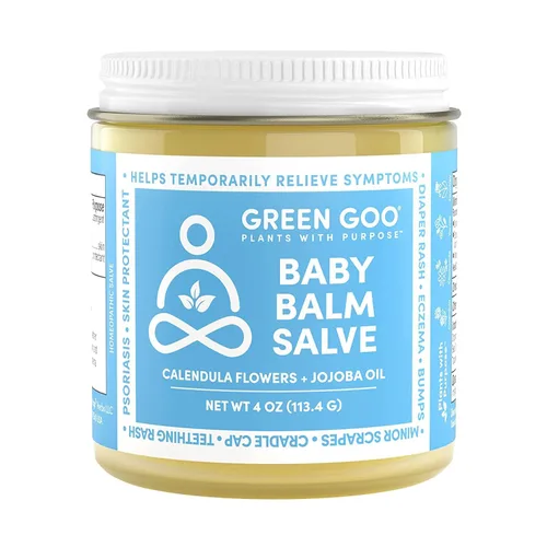 Vista 2 de Green Goo Bálsamo para bebés, loción orgánica suave hidratante y calmante para bebés, ayuda a aliviar las irritaciones de la piel, lata de 1.82 onzas