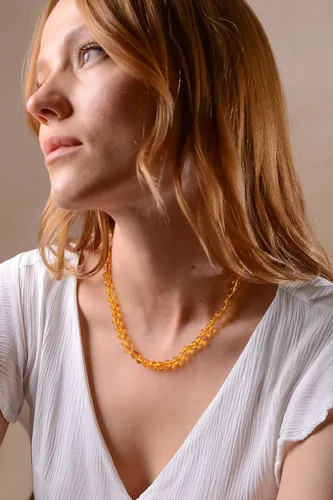 Vista 26 de Collar de ámbar para mujer con cierre de plata chapada en oro de 18 quilates, 19 pulgadas con extensor de 2 pulgadas, hecho a mano con cuentas